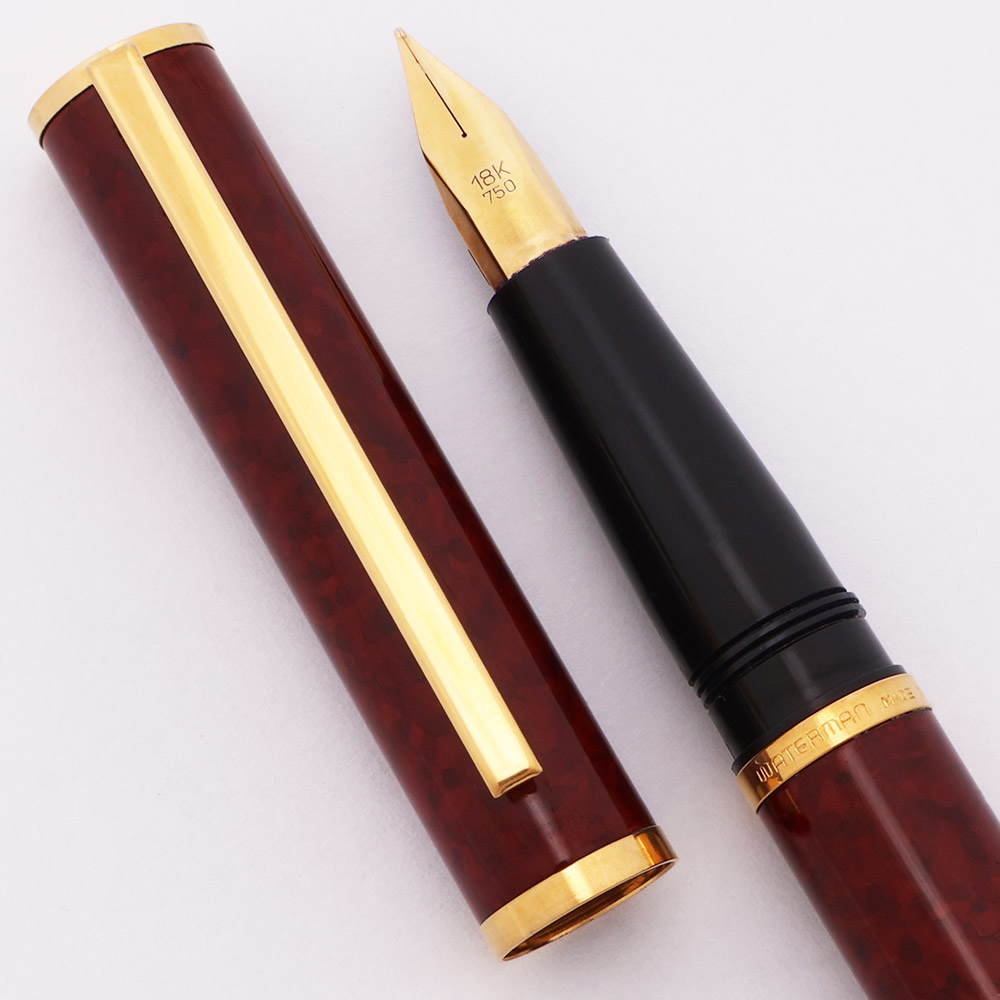 Waterman Master Fountain Pen (1980s) - Burgundy Marble w GT, C/C